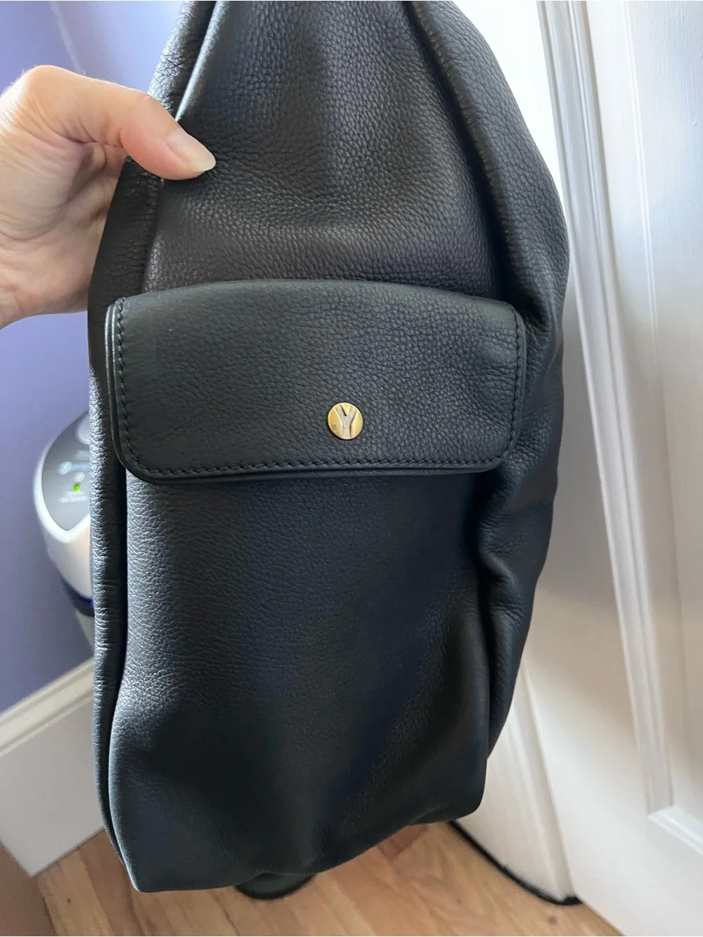 YSL Black Leather Hobo Tote Bag - Women's Shoulder Bag